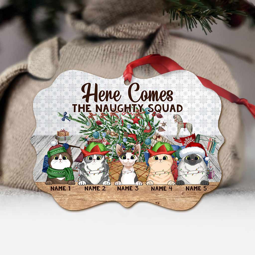 Hier kommt die freche Bande – personalisierter Weihnachtsschmuck mit Katzenmotiv (beidseitig bedruckt)