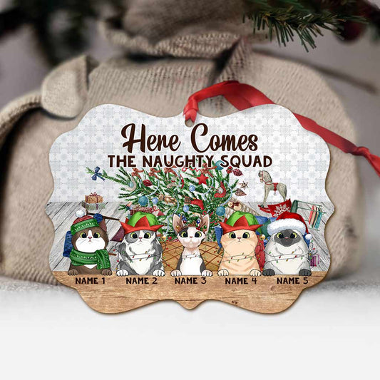 Hier kommt die freche Bande – personalisierter Weihnachtsschmuck mit Katzenmotiv (beidseitig bedruckt)