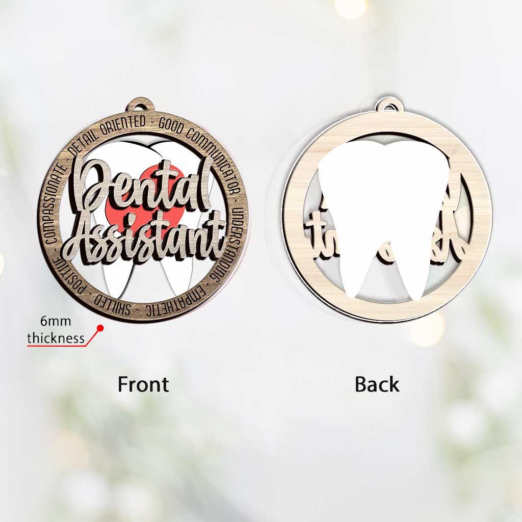 Reconnaissance envers les dentistes - Ornement de Noël personnalisé en bois à plusieurs couches, représentant un dentiste