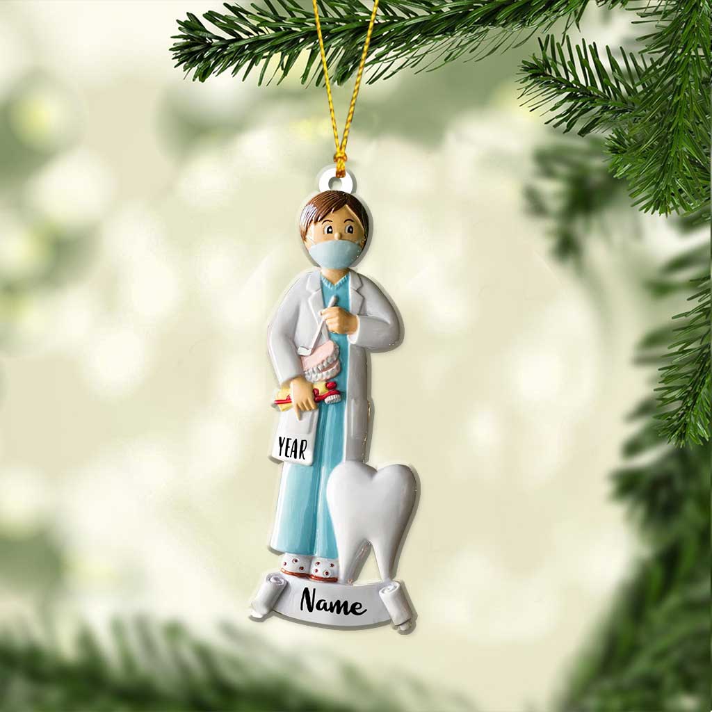 Male Dentist Medical Profession - Personalized Christmas Ornament (Printed On Both Sides)