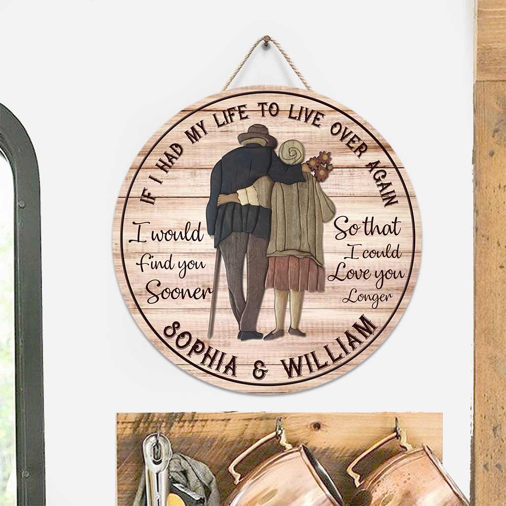 Love You Longer - Personalized Couple Round Wood Sign