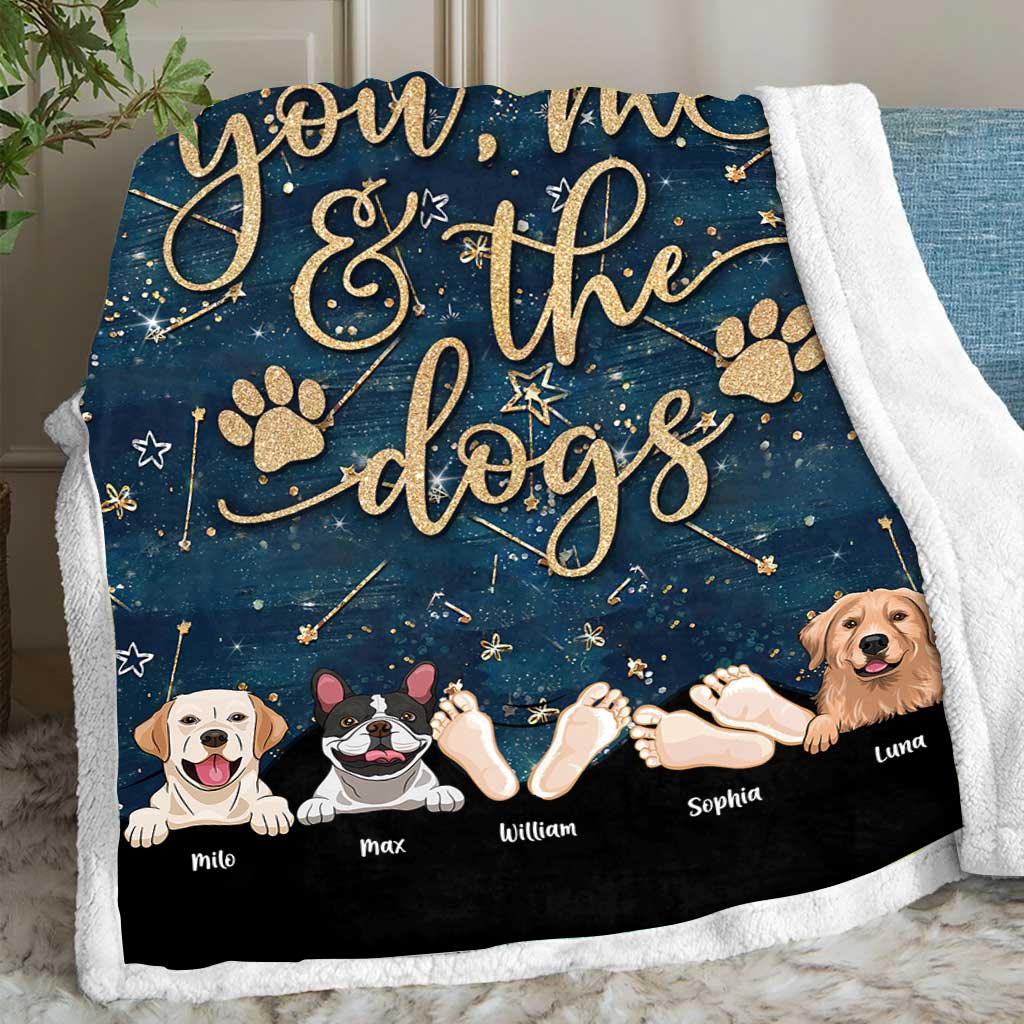 You And Me And The Dogs - Personalized Couple Dog Blanket
