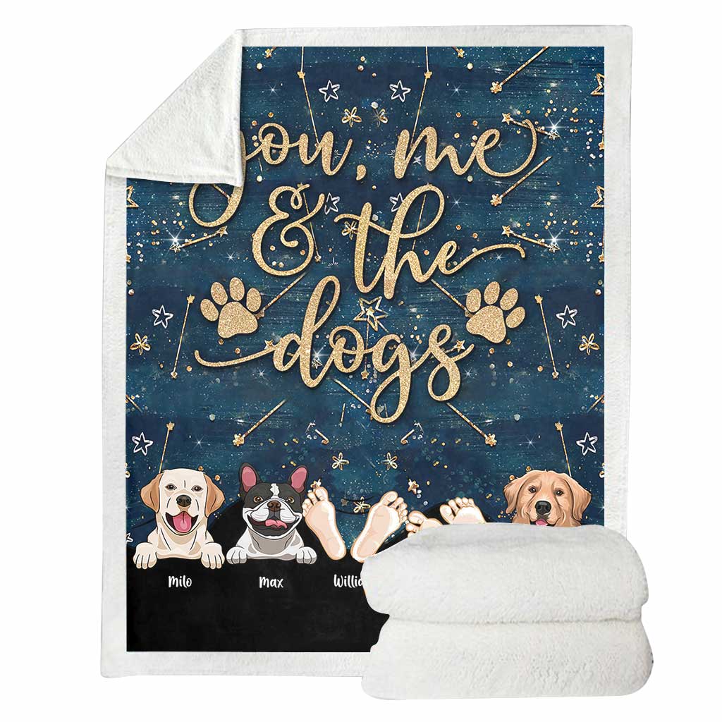 You And Me And The Dogs - Personalized Couple Dog Blanket