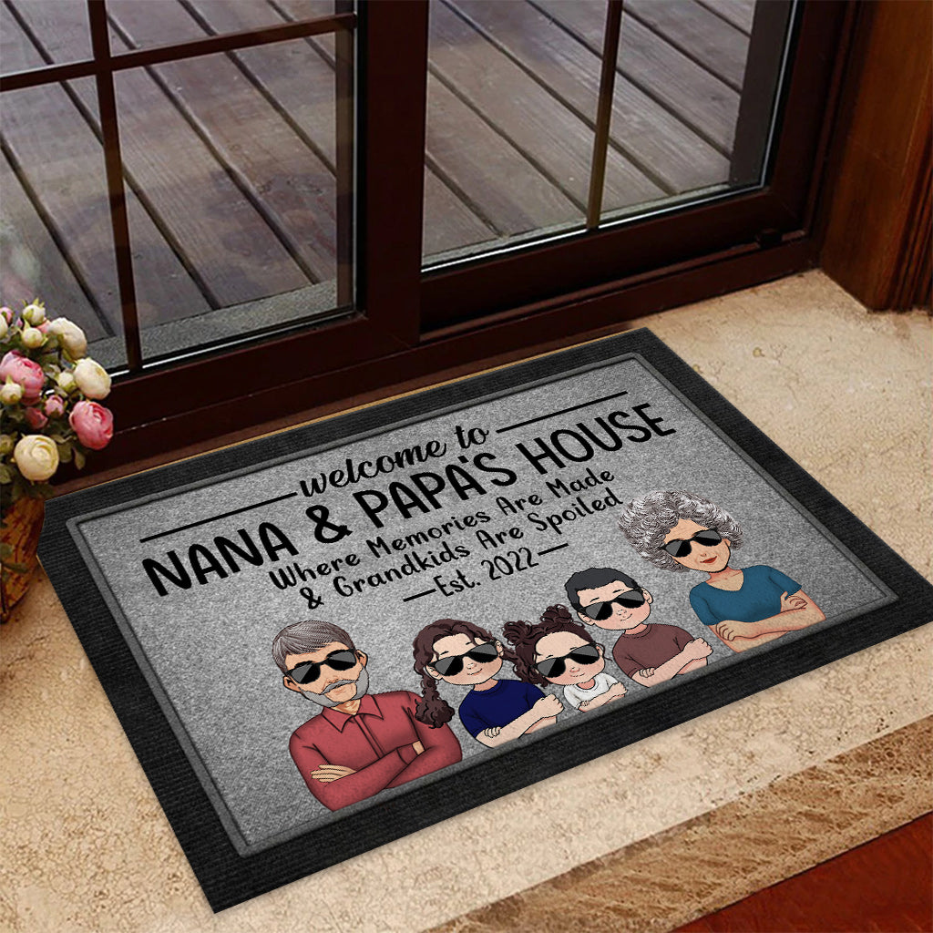 Welcome To Nana And Papa's House - Personalized Grandma Doormat