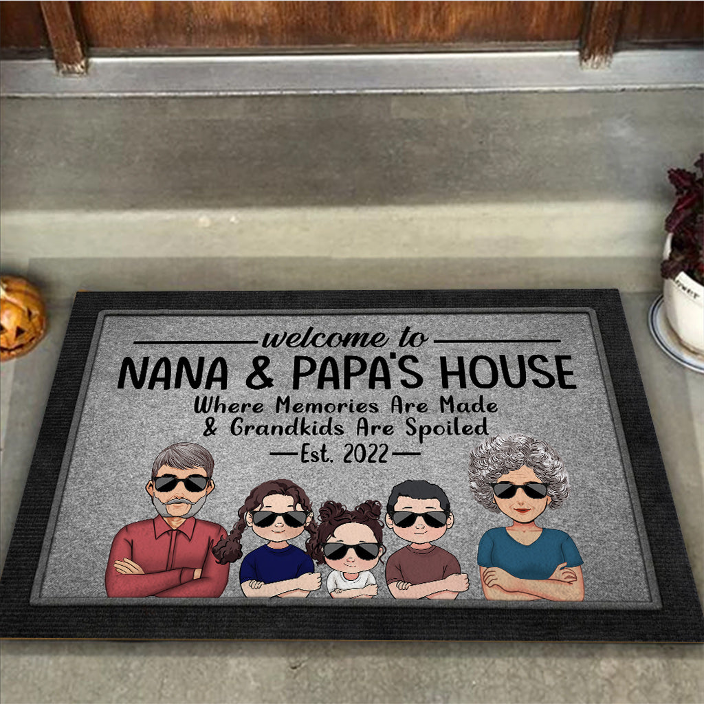 Welcome To Nana And Papa's House - Personalized Grandma Doormat
