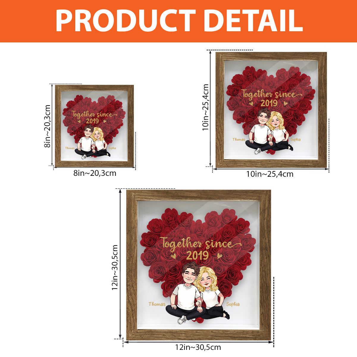 Together Since - Personalized Couple Flower Shadow Box