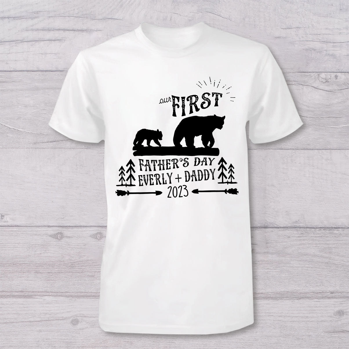 First Father's Day - Personalized Father T-shirt And Baby Onesie