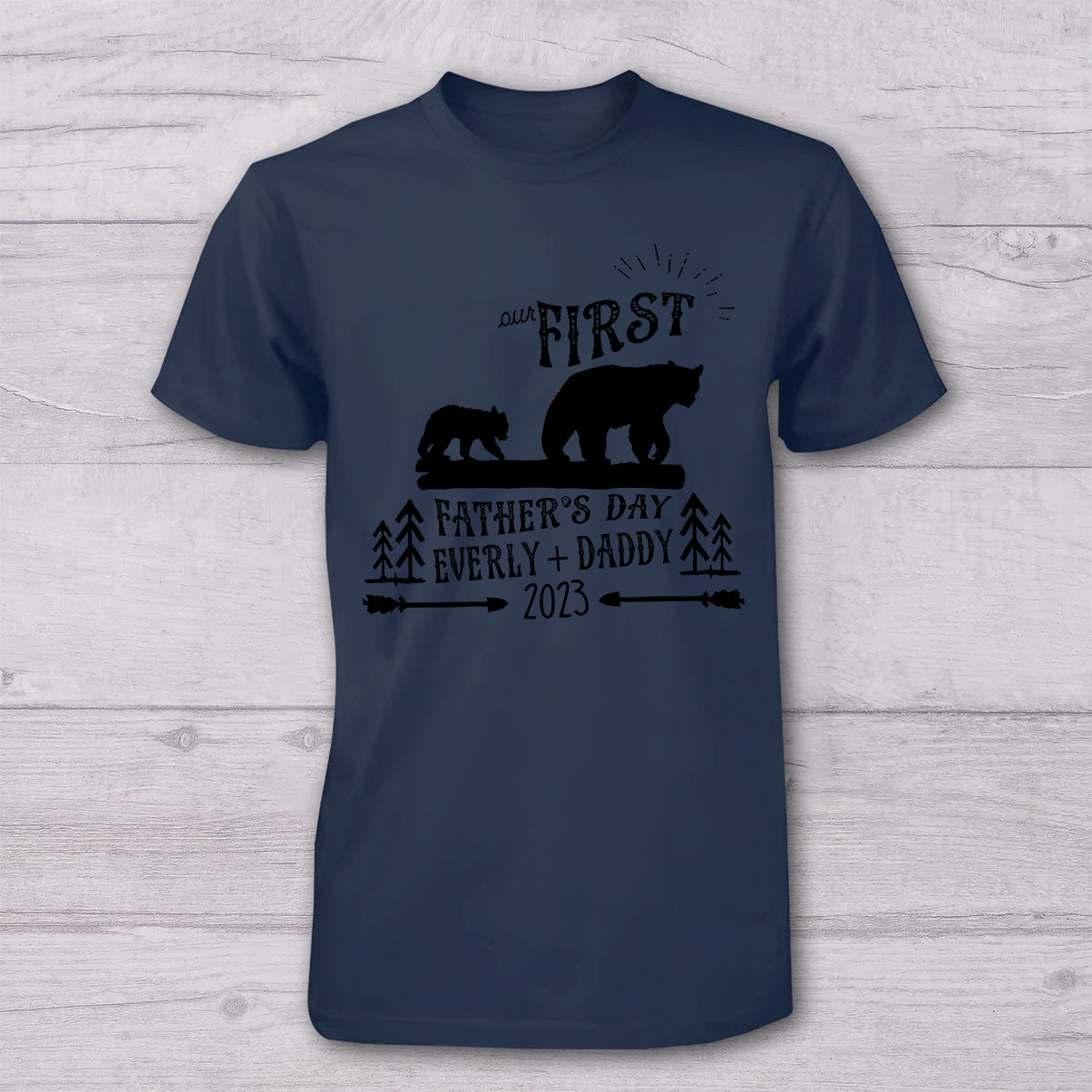 First Father's Day - Personalized Father T-shirt And Baby Onesie