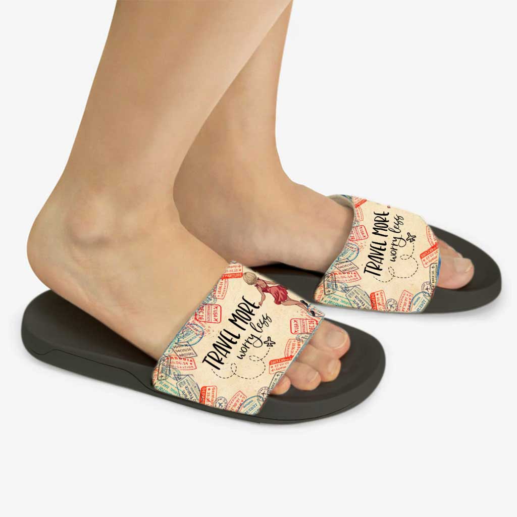 Travel More Worry Less - Personalized Travelling Slide Sandals