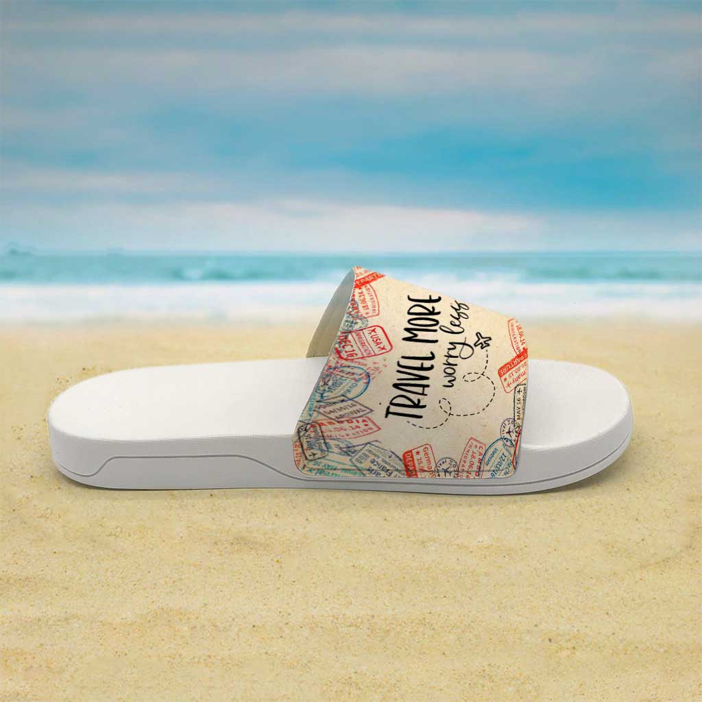 Travel More Worry Less - Personalized Travelling Slide Sandals