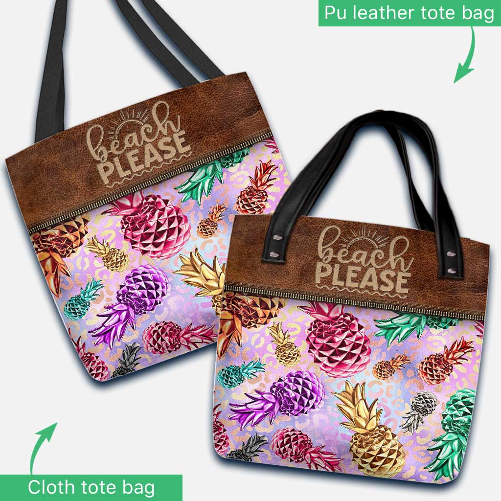 Beach Please Colorful Pineapples Leopard - Personalized Sea Lover Tote Bag