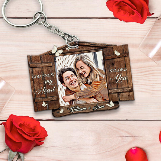God Knew My Heart - Personalized Couple Keychain