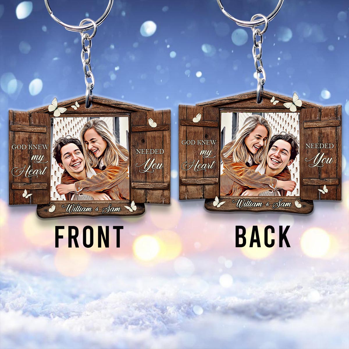 God Knew My Heart - Personalized Couple Keychain