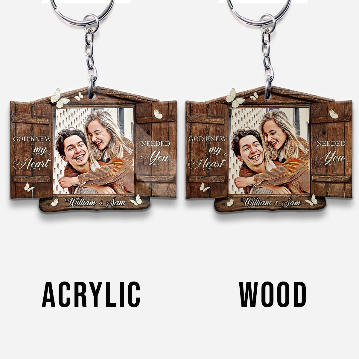 God Knew My Heart - Personalized Couple Keychain