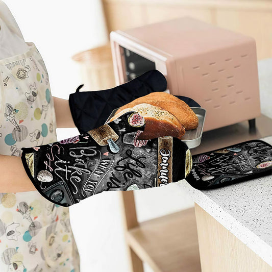 Life Is What You Bake It - Personalized Baking Oven Mitts & Pot Holder Set