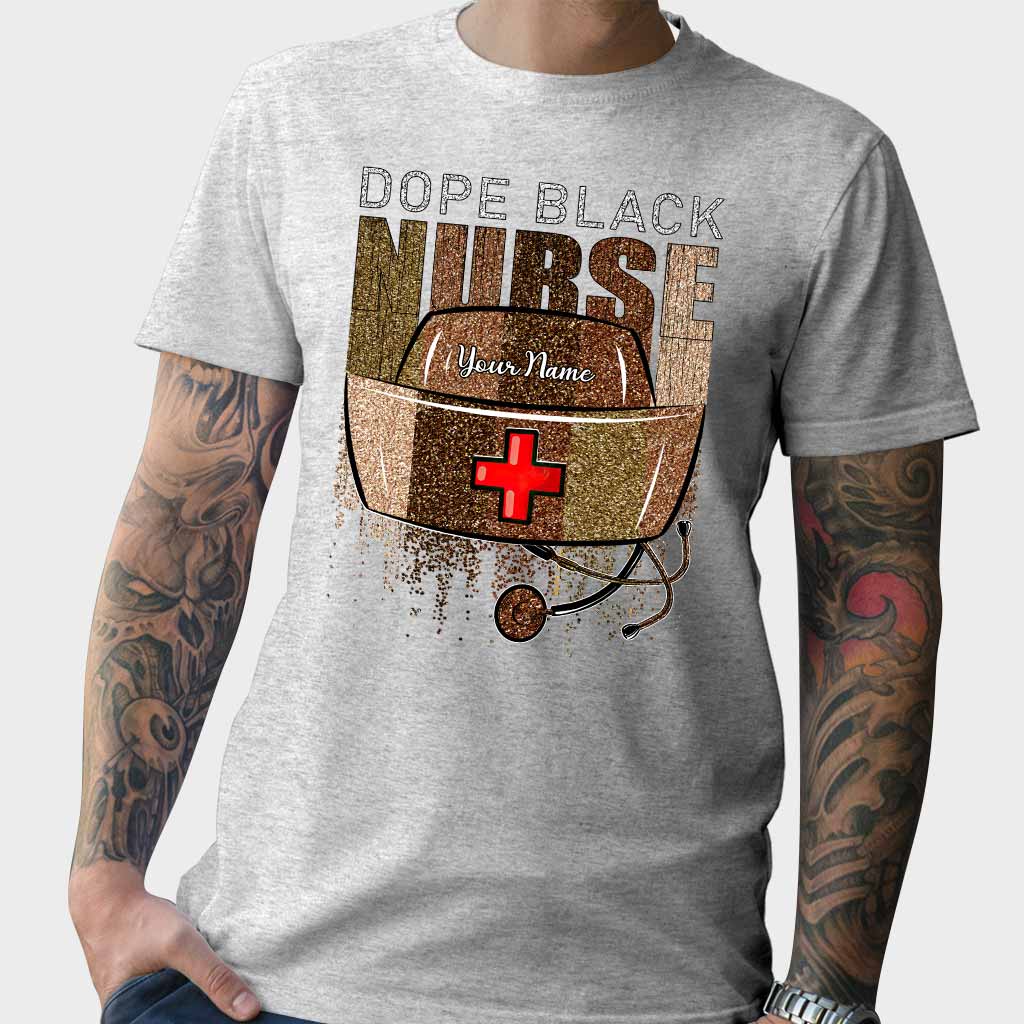 Cooles schwarzes Krankenschwester-Shirt – personalisiertes T-Shirt und Hoodie mit Glitzer-Imitat-Musterdruck