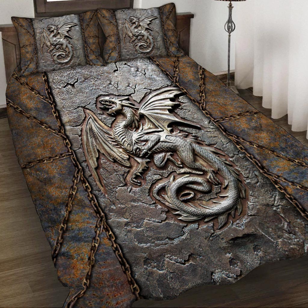 Dragon Fossil 3D Pattern Print Quilt Bed Set
