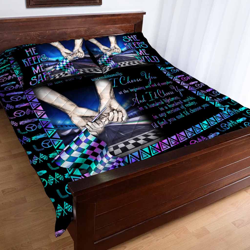 Ich wähle dich – Renn-Steppdecken-Bettwäscheset