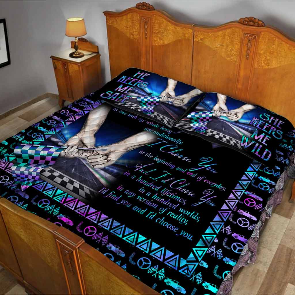 Ich wähle dich – Renn-Steppdecken-Bettwäscheset