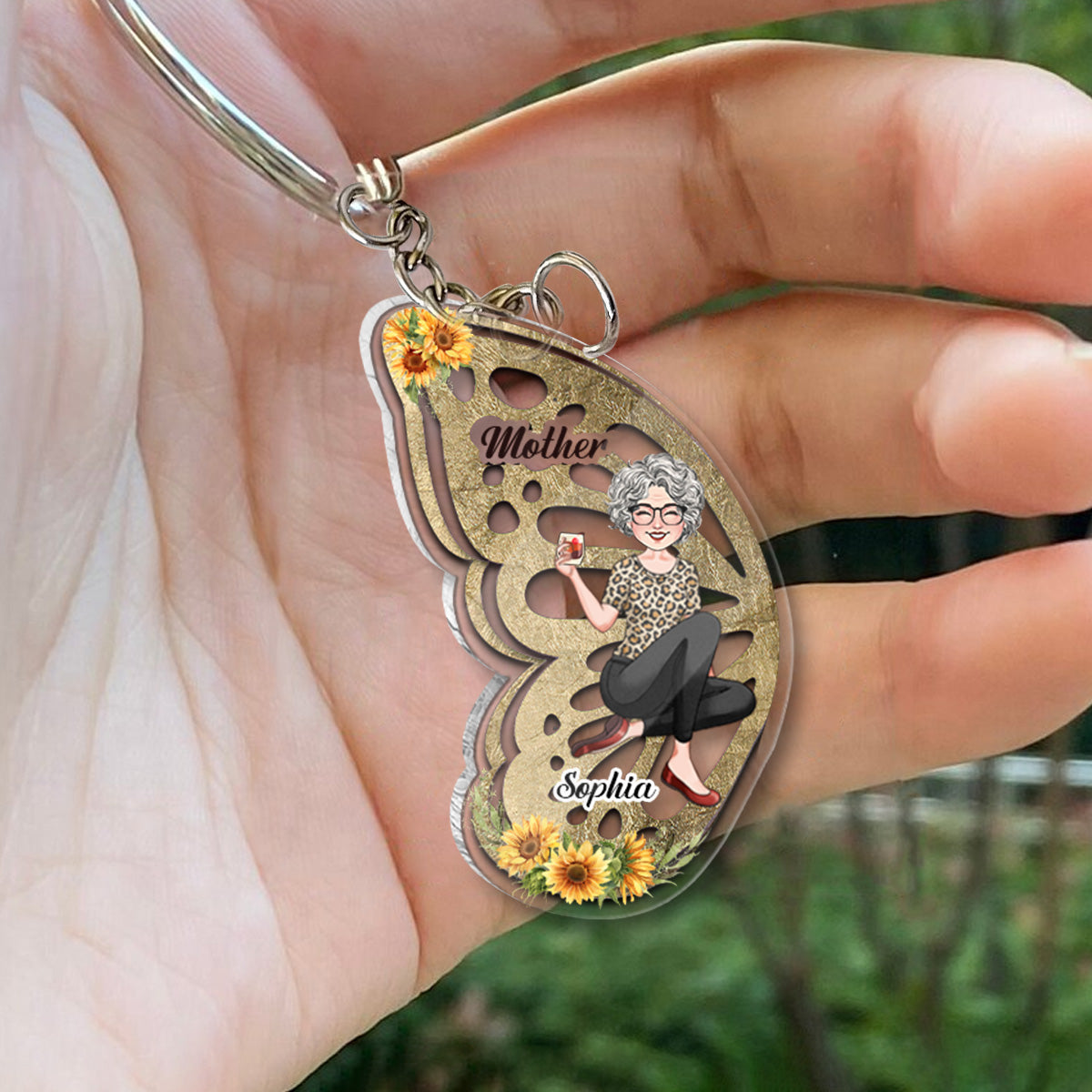 Mother & Daughter - Personalized Mother Transparent Matching Keychain