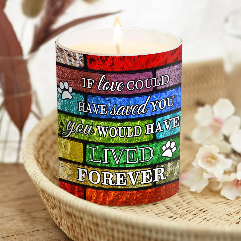 Stained Glass Dog - Personalized Dog Candle With Wooden Lid