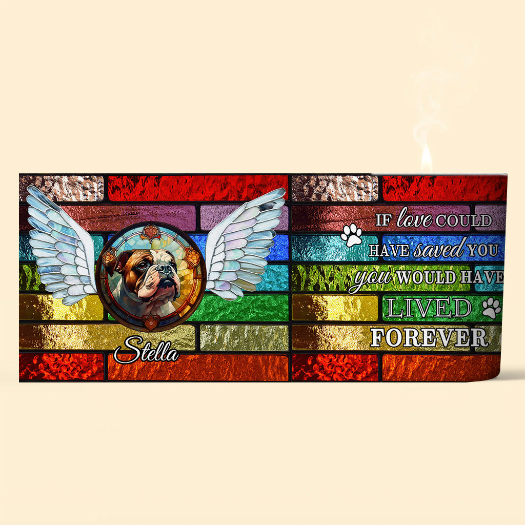 Stained Glass Dog - Personalized Dog Candle With Wooden Lid