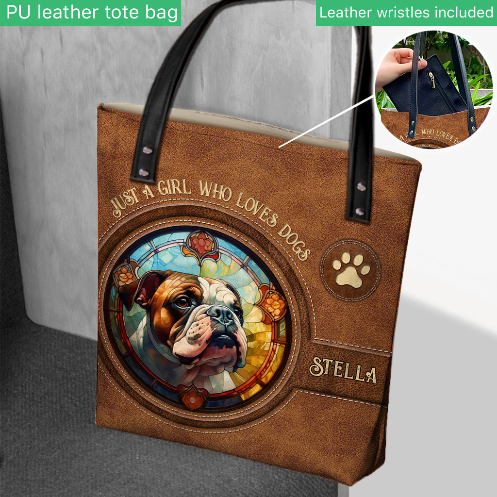 Stained Glass Dog - Personalized Dog Tote Bag