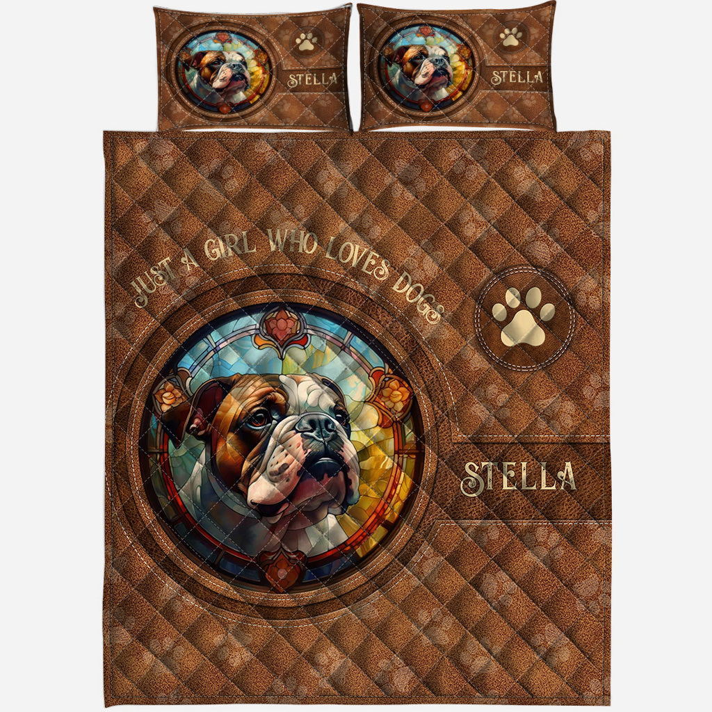 Stained Glass Dog - Personalized Dog Quilt Set