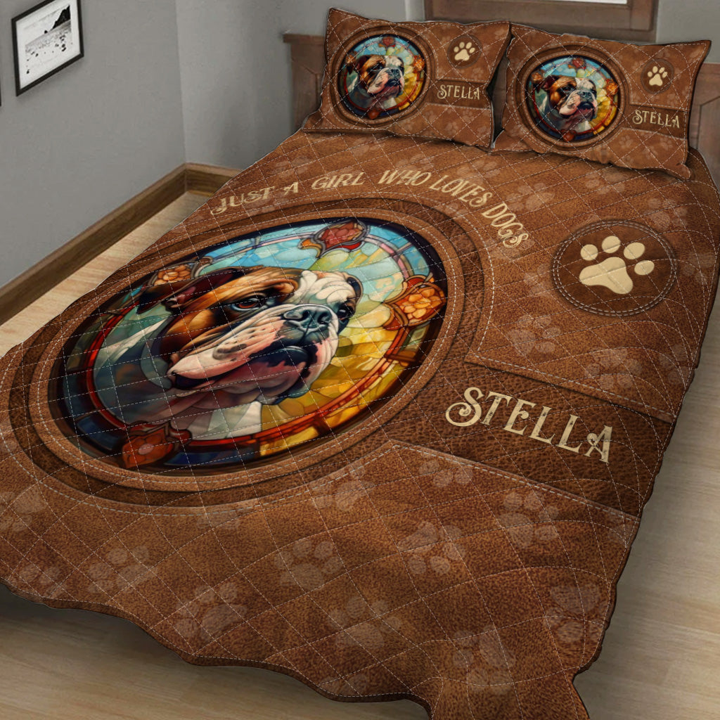 Stained Glass Dog - Personalized Dog Quilt Set