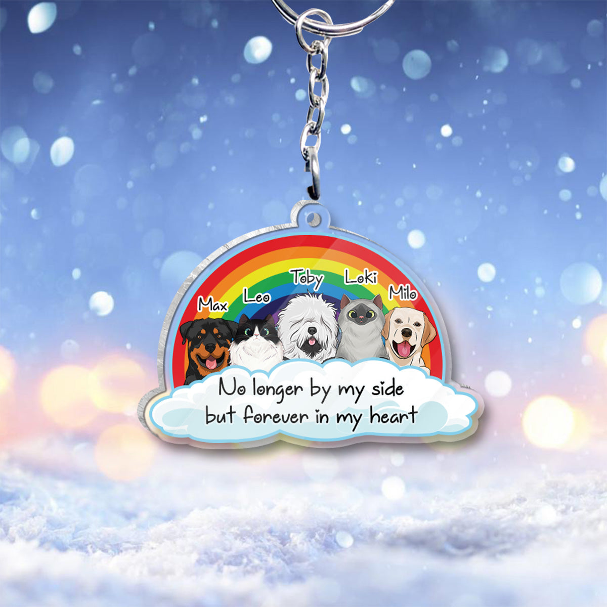No Longer By My Side - Personalized Dog Keychain (Printed On Both Sides)