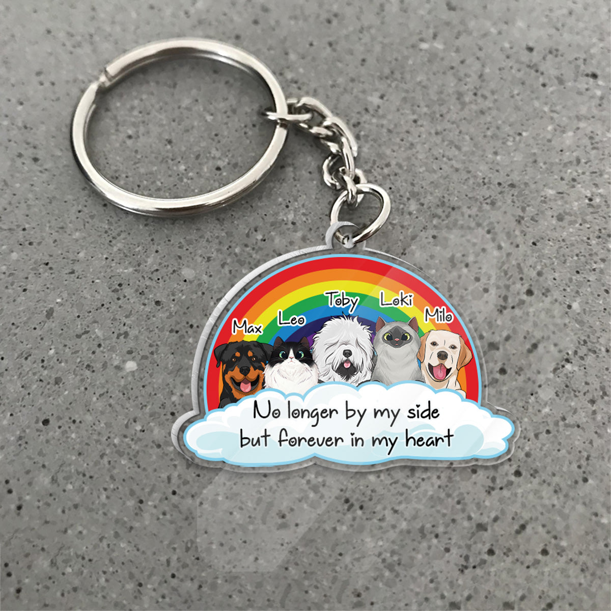 No Longer By My Side - Personalized Dog Keychain (Printed On Both Sides)