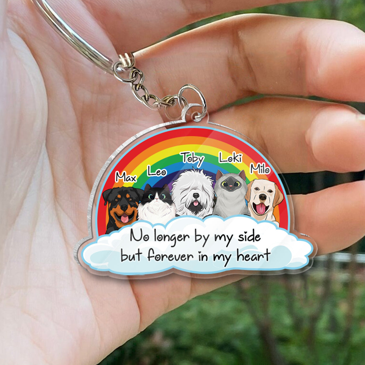 No Longer By My Side - Personalized Dog Keychain (Printed On Both Sides)
