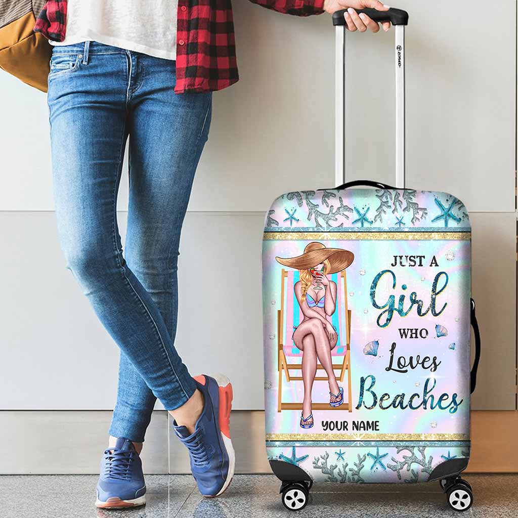 Just A Girl Who Loves Beach - Personalized Sea Lover Luggage Cover