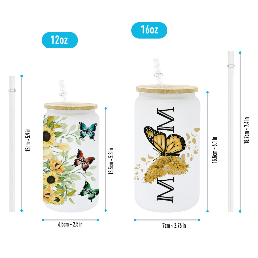 Butterfly Mom - Personalized Mother Can Glass