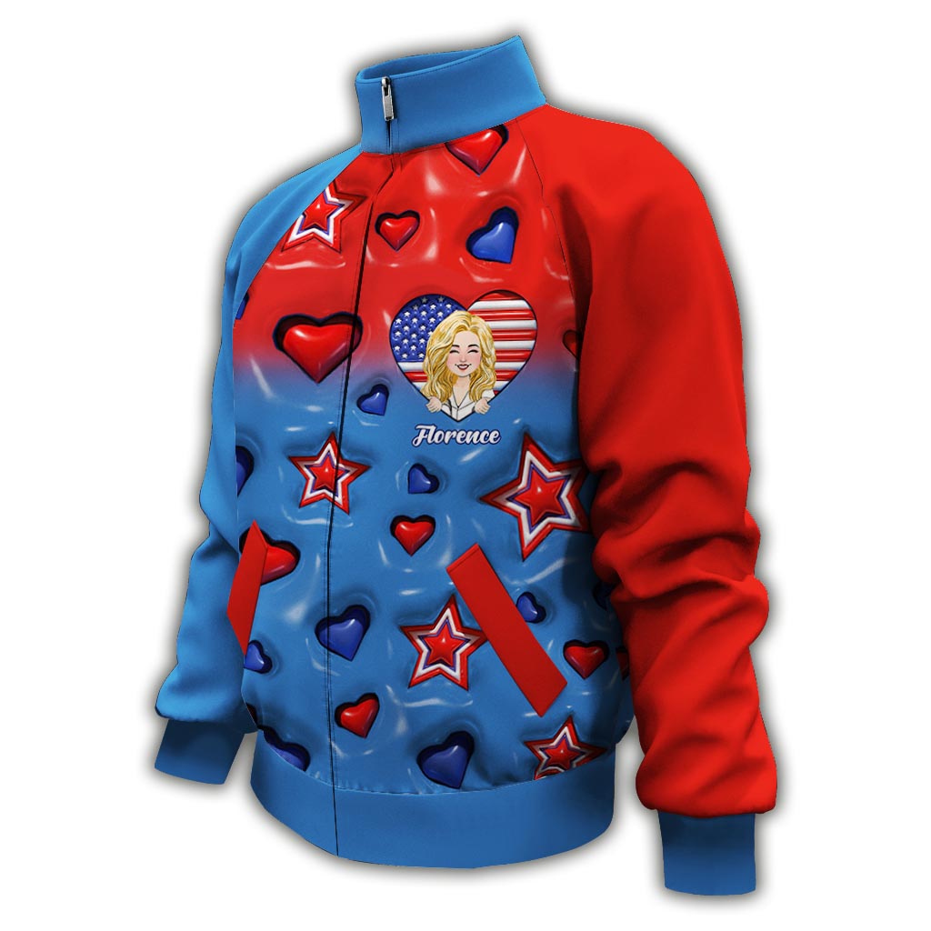 Cadeaux personnalisés pour infirmières - Veste zippée personnalisée « Infirmière américaine fière »