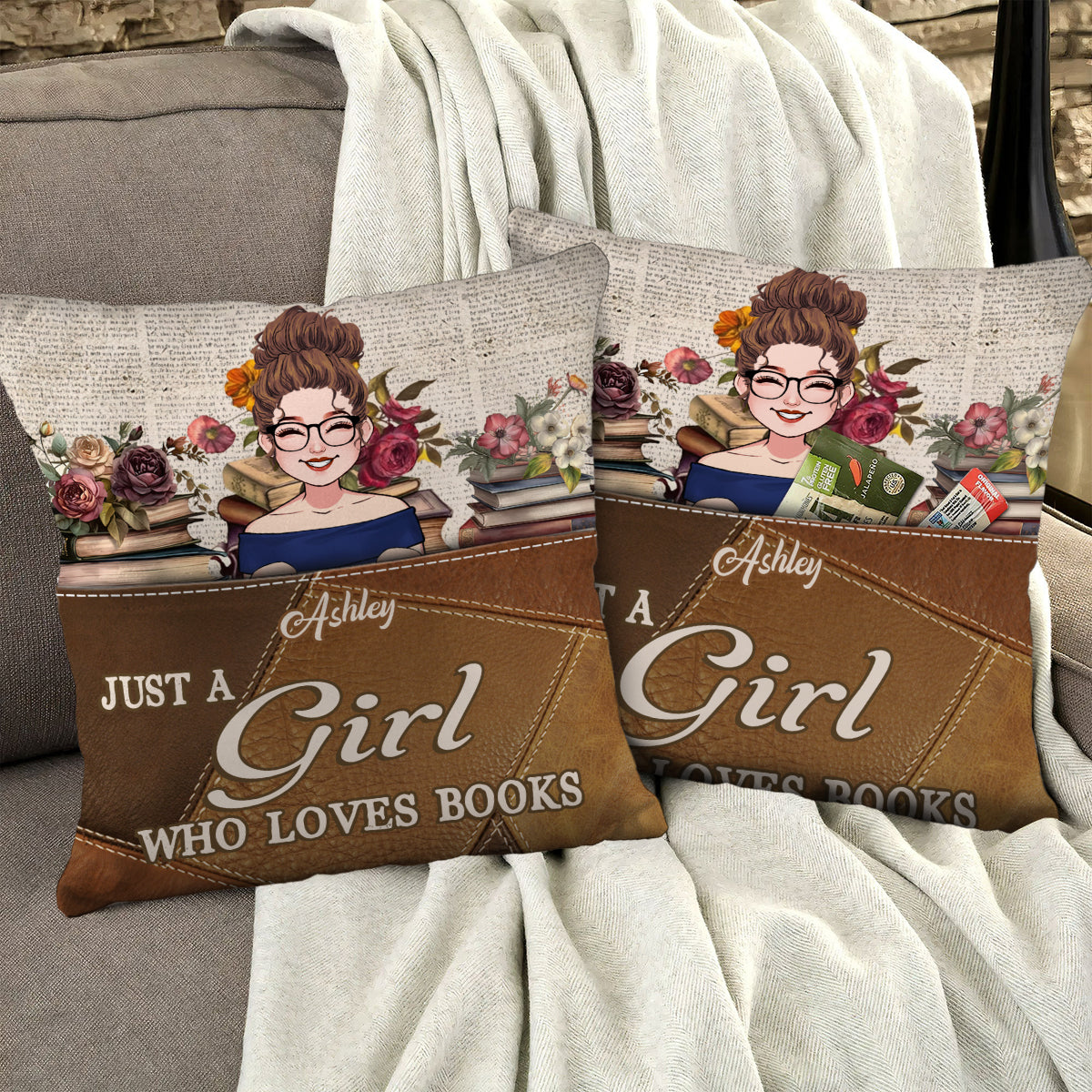 Just A Girl Who Loves Books - Personalized Book Pocket Pillow