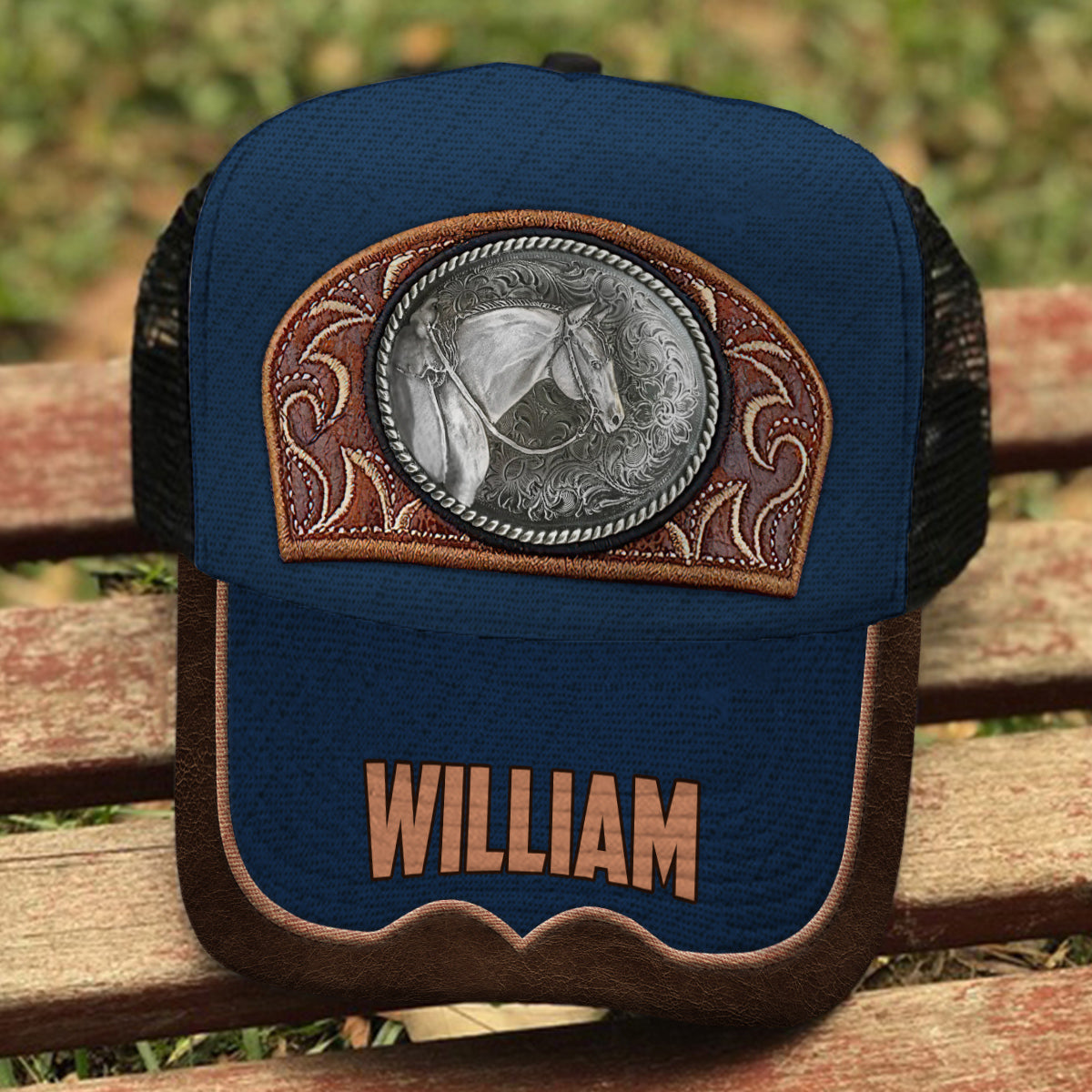 Vintage Horse - Personalized Horse Trucker Hat (Black Mesh)