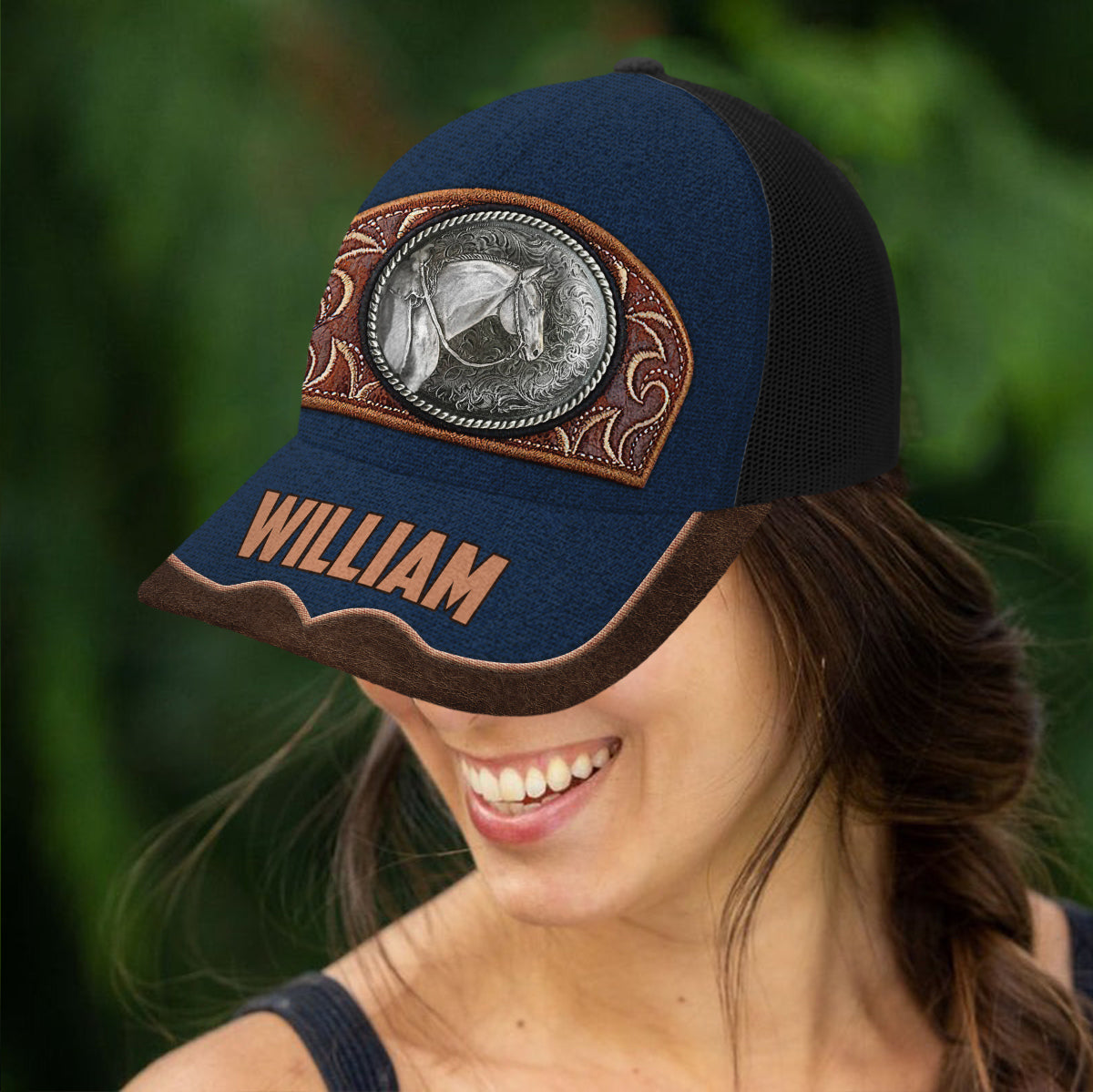 Vintage Horse - Personalized Horse Trucker Hat (Black Mesh)