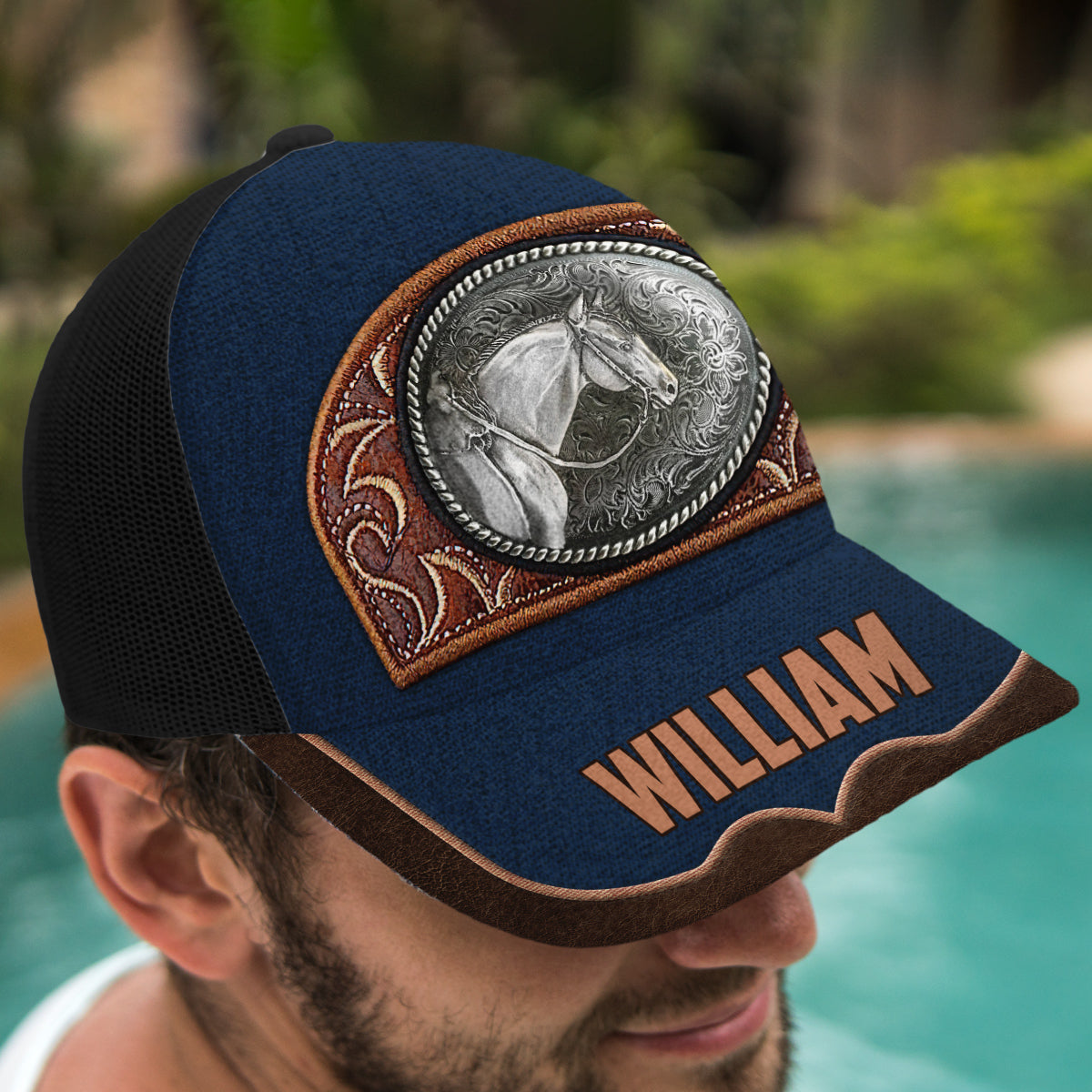 Vintage Horse - Personalized Horse Trucker Hat (Black Mesh)