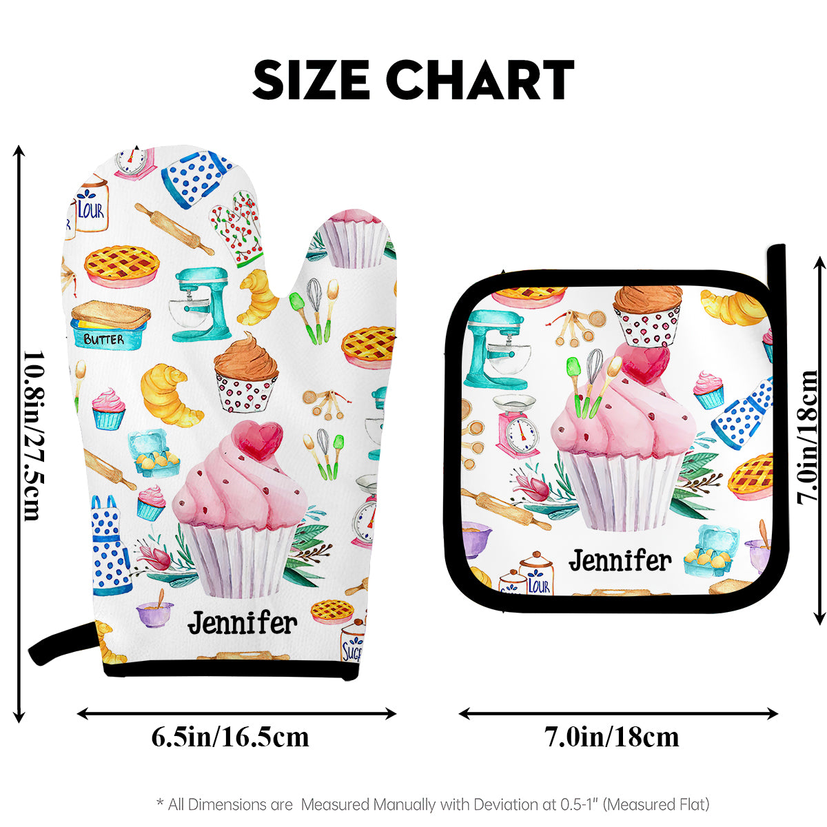 Let's Get Baked - Personalized Baking Oven Mitts & Pot Holder Set