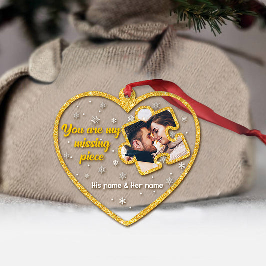 You Are My Missing Piece - Personalized Christmas Couple Transparent Ornament