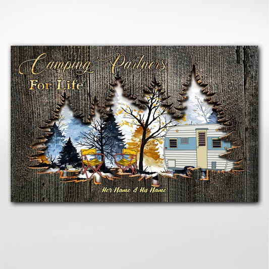 Partenaires de camping pour la vie - Affiche personnalisée pour couples