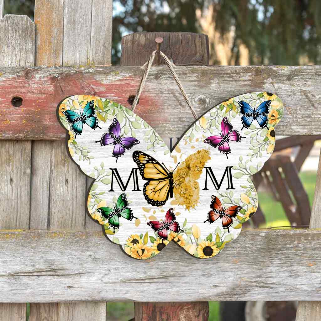 Mom Butterfly - Personalized Mother Wood Sign