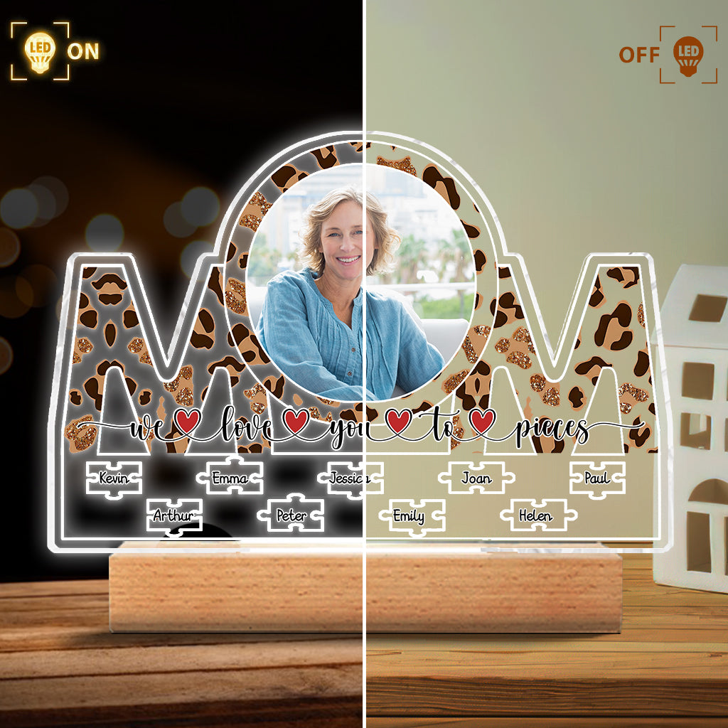 We Love You To Pieces - Personalized Mother's Day Mother Shaped Plaque Light Base