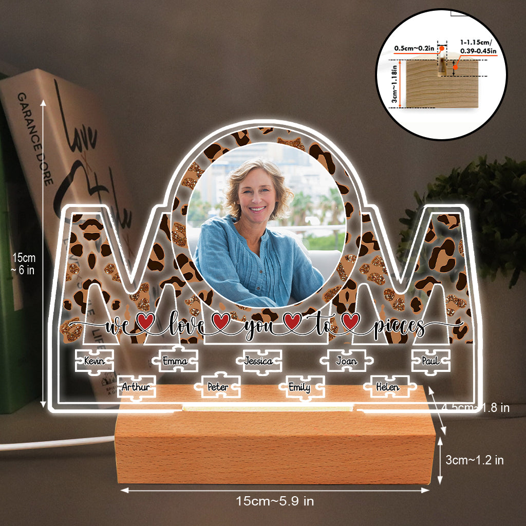 We Love You To Pieces - Personalized Mother's Day Mother Shaped Plaque Light Base