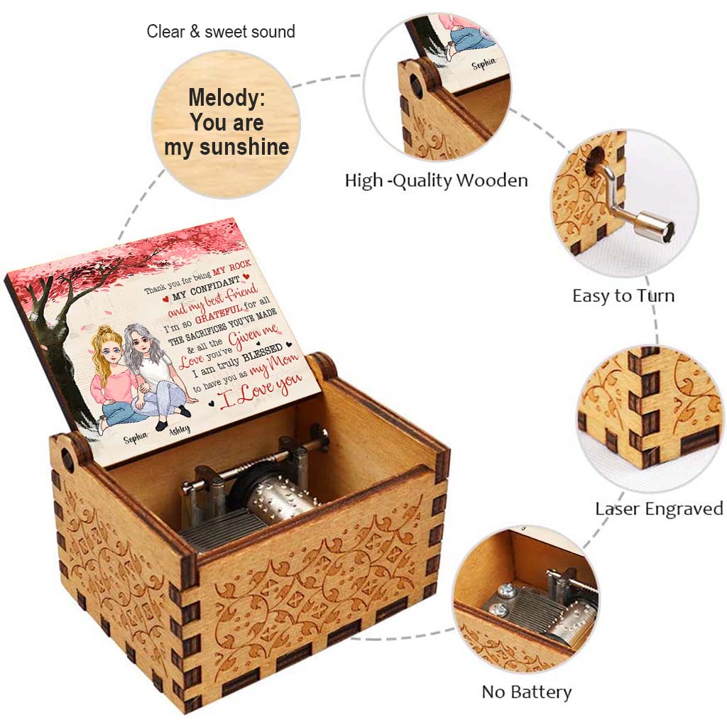 Thanh You For Being My Rock - Personalized Mother Hand Crank Music Box