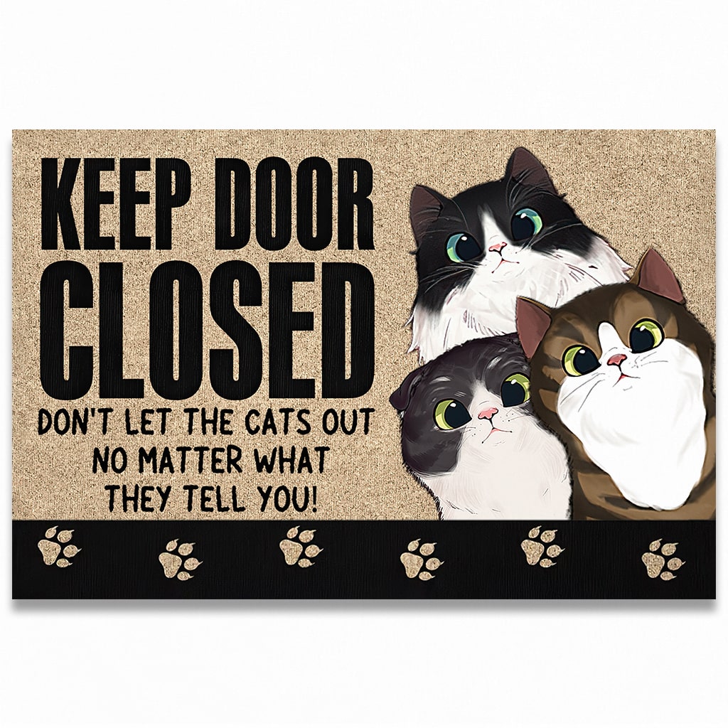 Keep Door Closed - Personalized Cat Doormat
