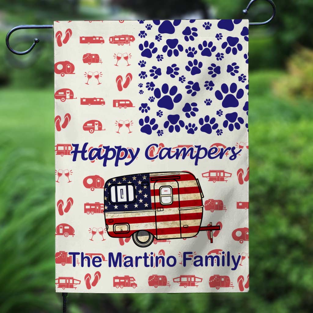 Happy Campers - Personalized Independence day Camping Garden Flag