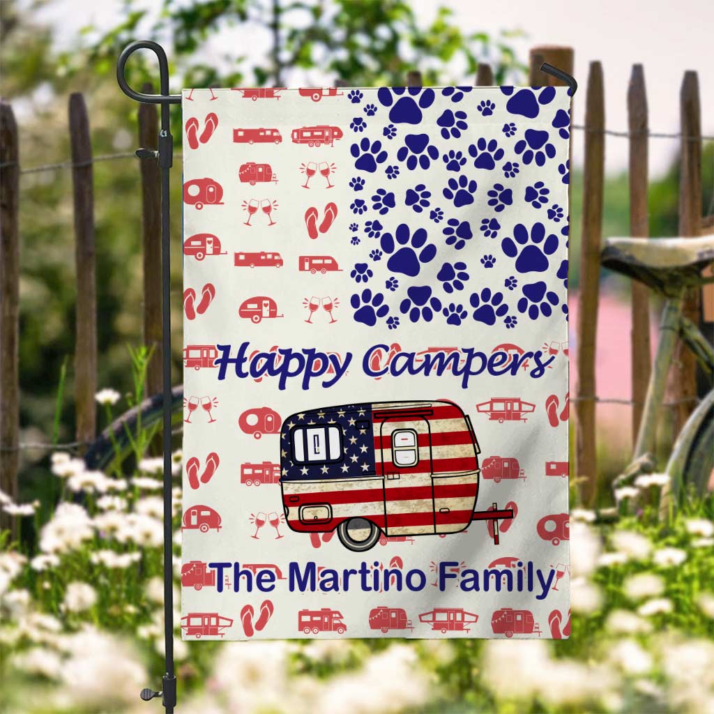 Happy Campers - Personalized Independence day Camping Garden Flag