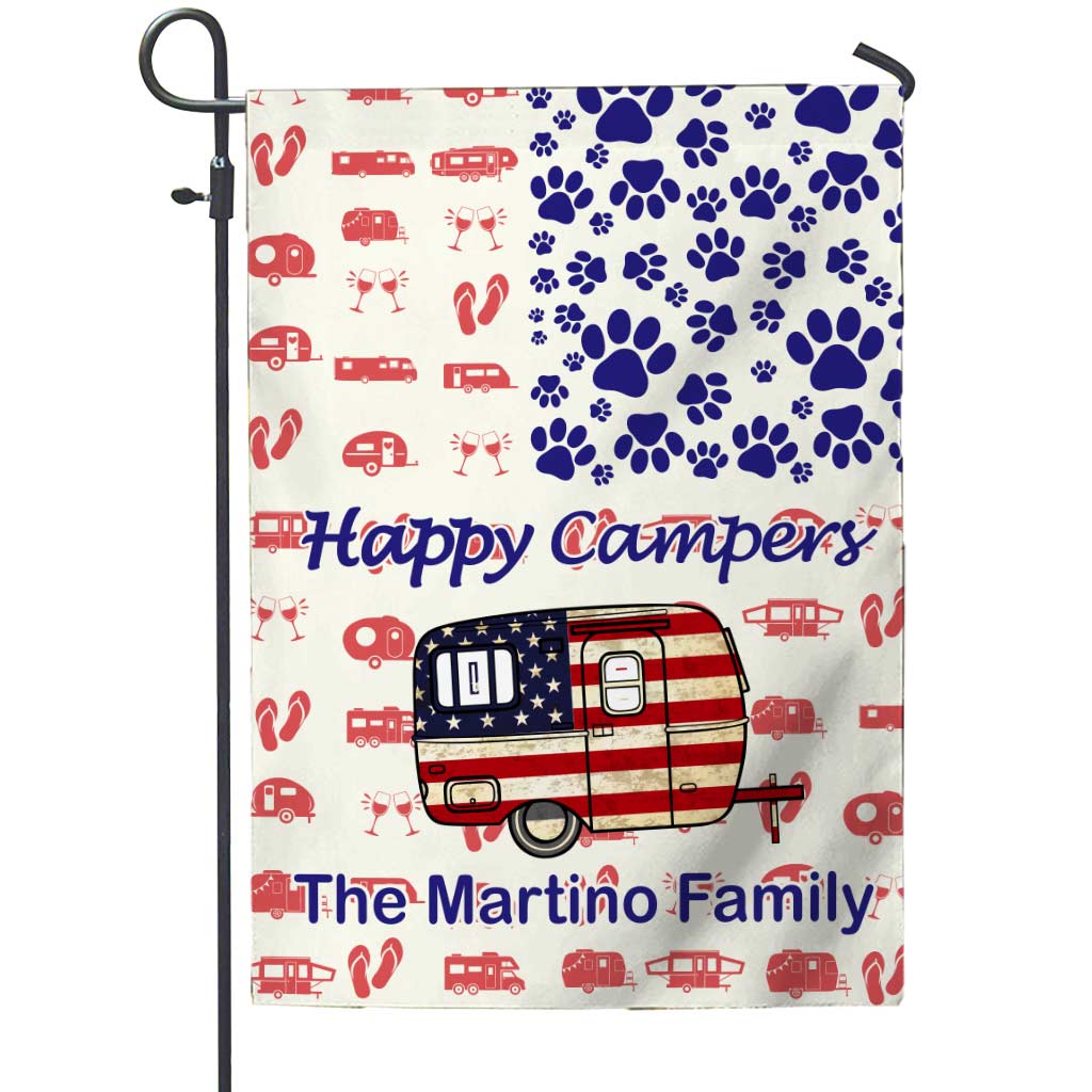 Happy Campers - Personalized Independence day Camping Garden Flag